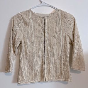 Elegant Cream Beaded pearl hand embroidered top